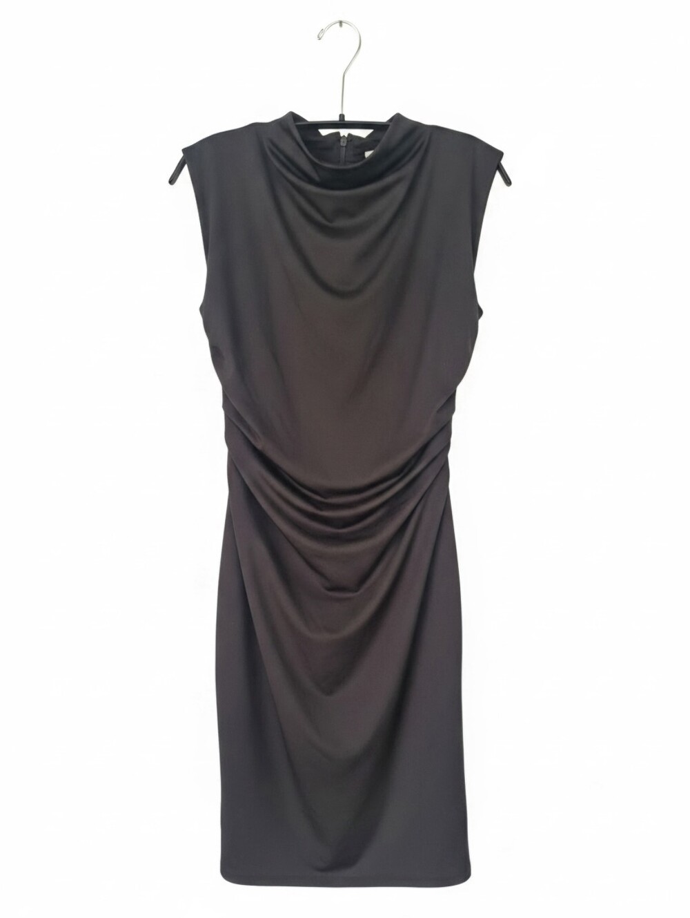 Nine West Black Sleeveless Draped Midi Dress